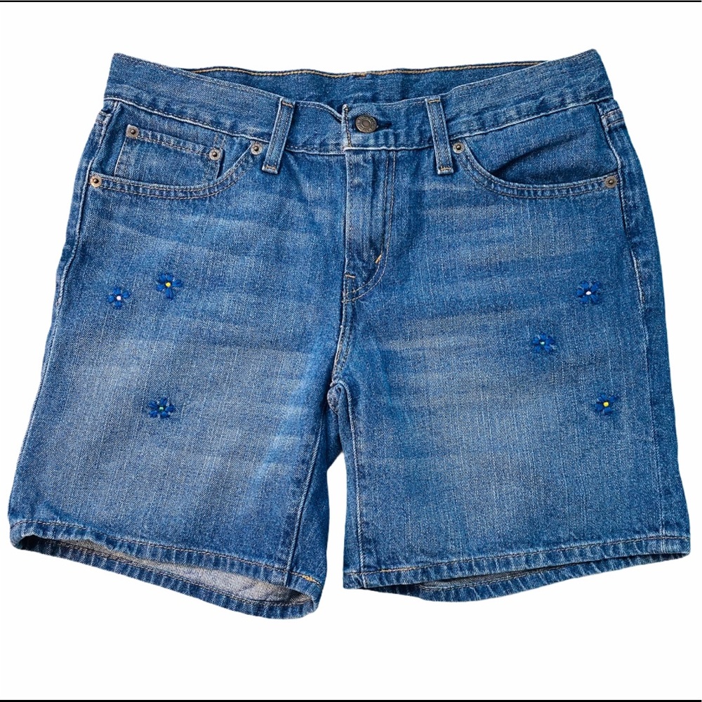 LEVIS Embroider flower denim jean shorts Size 29